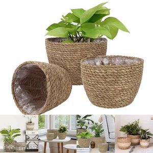 Planters Pots Bamboo Rattan Woven Flowerpot Grass Planter Basket Plant Containers Home Decoration Potted Plants For Indoor Outdoor Flower Pots R230621