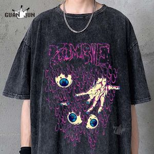 Men's T-Shirts Y2k Zombie Horror Vintage Goth Tees Clothes T Shirts for Women Gothic Loose Oversized Cotton Men Fashion Washed Streetwear Top 230627