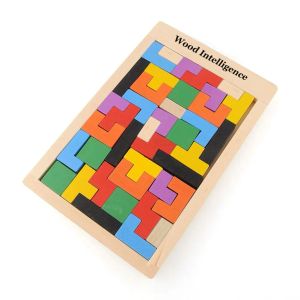 Wooden Tangram Brain Teaser 3D Puzzle Toy Preschool Magination Intellectual Educational Kids Toy Colorful Jisgaw Board