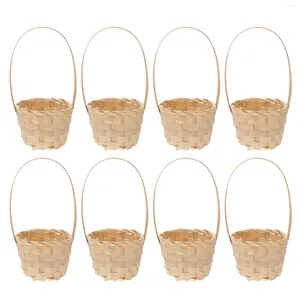 Set di stoviglie 8 pezzi Cesto di fiori Picnic Snack Conservazione Piccoli contenitori portatili Frutta Primavera Decorazioni per esterni Shopping Tessitura di bambù