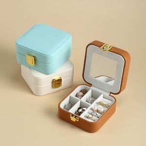 Jewelry Storage Boxes Portable Travel Jewelry Storage Organizer PU Leather Display Storages Case Necklace Earrings Ring Holder Gift Box Q261