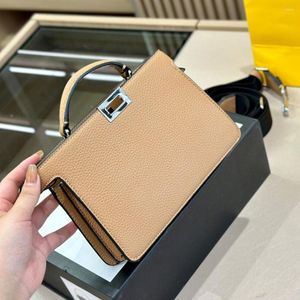 Abendtaschen Gute Qualität Echtes Leder Handtaschen 2023 Elegante Schulter Geldbörse Frauen Dame Designer Schwarz Nude Umhängetasche 21