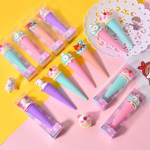 Eraser 12 pcs/lot Creative Animal Ice Cream Shape Eraser Cute Writing Drawing Rubber Pencil Erasers Stationery Kids Gifts