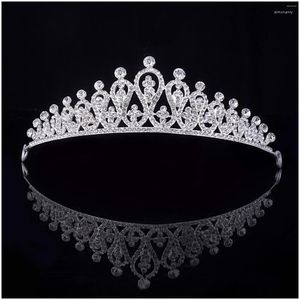 Hårklipp brudkrona huvudbonad stil silver färg kristall klänning tillbehör tiara kvinnor bröllop strass smycken