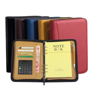 Tiras A6/A5/B5 Notebook e diário com calculadora Binder Binder Spiral Book Business Manager Padfolio Zipper Bag Handbook