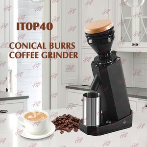 Manual Coffee Grinders itop 40 ITOP 40mm Burr Coffee Grinder Metal Hopper Elegant Samll Electric Coffee Grinder Machine Portable Household 230627