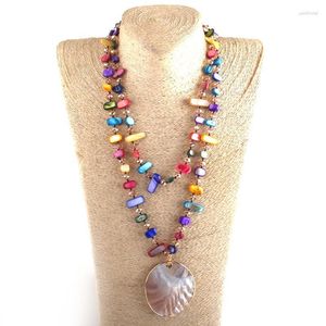 Ожерелья с подвесками RH Fashion Boho Jewelry Shell Crystal Beads Длинные завязанные большие ожерелья WomenLariat Dropship