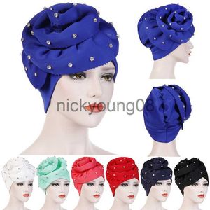 Bandanas Big Flower Cotton Women Hijabs Muslim Islamic Scarf Scarves Lady Hat India Cap Muslim Turban Hats Beanie Hat Hair Accessories X0628