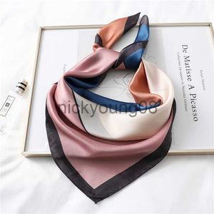 Bandanas 2022 Luxury Silk Satin Square Scarf Women Print 70cm Spring Shawl Wrap Neck Tie Female Hair Hand Wirst Foulard Bandana Hijab X0628