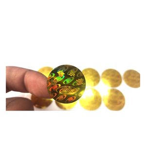 Adesivo 2 cm holograma redondo holograma ouro adesivo de segurança impressão de etiqueta personalizada para caixa de embalagem