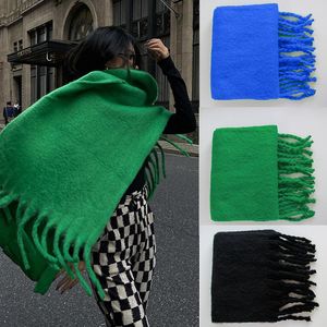 Cachecóis 2023 Cashmere Feminino Cachecol Inverno Grosso Quente Sólido Envoltório Feminino Bandana Pashmina Longa Borla Foulard Cobertor