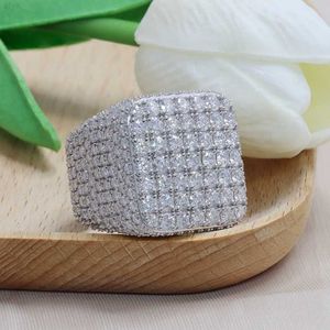 Personalizado fino hip hop gelado vvs moissanite anel sterling sier completo masculino hiphop laboratório diamante