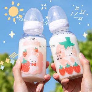 Ny kreativ vuxen PACIFIER Vattenflaska med halm Lovel Lovely Daisy Glass Feeding Bottle Portable Kids Student Drinking Flaskor L230620