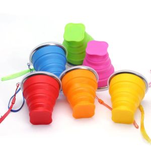 Collapsible Drink Cup Outdoor Portable Silicone Retractable Cup Telescopic Water Drinking Bottle for Travel Camping