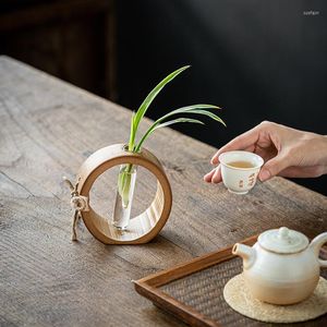 Wazony dekoracja pulpitu bambusowa wazonowa rurka hydroponiczna mini -kwiatowy test szklany