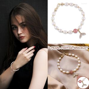 Link Bracelets Chain Geometric Mermaids Round Bead Hand String Female Small Pearl Bracelet Beauty Jewelry Fishtail Ornament For Girls