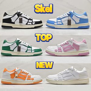 Sıradan Ayakkabılarda Skel Skel Low Orijinal Deri Sneaker Beyaz Siyah Kireç Gri Pembe Khaki Yeşil Lüks Tasarımcı Spor Ayakkabıları Erkek Kadın Eğitmenler Us 6-11