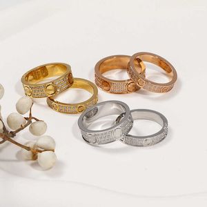 Designer Charme Carter Titanium Stahlmodemote Temperament zwei oder drei Reihen von Diamantweit und schmaler Version Paar Ring einfache Männer Damen Frauen