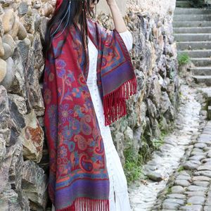 Cachecóis Paisley Quente Cachecol Caxemira Feminino Inverno Pashmina Cobertor Feminino Jacquard Franjas Xales de Viagem Bufandas Wraps