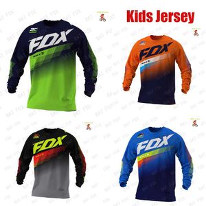 Erkek T-Shirt Çocuklar Motokros Yokuş Aşağı Bisiklet Forması Off Road Yarış T-shirt yarasa tilki Bisiklet Forması Motokros MTB DH Çocuk Giyim