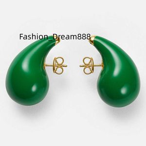 Wholesale Fashion Jewelry 6 Colors Summer New Green Drop Glaze Enamel Drop Earrings Enamel Gold Water Drop Chunky Earrings Big