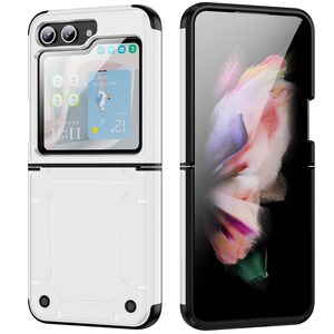 Simple Shockproof Cell Phone Cases for Samsung Galaxy Z Flip5 Flip 5 5G 4 Corners Protective Defender Cover Fashion Design Robbot Shell White