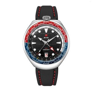 Armbanduhren RED STAR 42mm BullHead 100m Tauchen Automatische mechanische Uhren Kalender Leuchtende doppelt gewölbte Mineralglas NH34 Armbanduhr