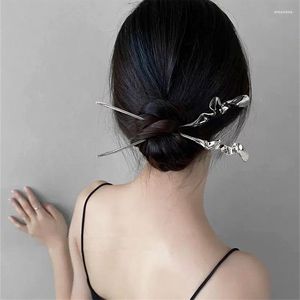 Hair Clips Fashion Simple Metal Irregular Twisted Hairpin For Women Silver Color Black Bodkin Dish Up Hairstick Bun Hairdress Accessories