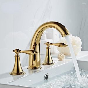 Rubinetti per lavabo da bagno Rubinetto per lavabo in ottone Spazzola oro Rubinetto nero diffuso Miscelatore di lusso e doccia fredda