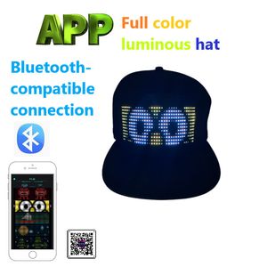 Party Hats Mobile Telefon App Control Luminous Cap LED Cotton Baseball Cap Men Women Hip Hop Dad Mesh Hat For Nightclub Dance Party Gift 230627