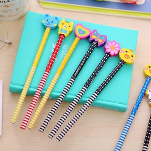 Pencils 50pcs/lot Kawaii HB Pencils Cute Cartoon Animal Wooden Pencil with Eraser Stationery for Office Kids' Gift Wholesale Pencil