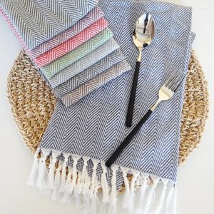 Table Napkin 6pcs/lot Nordic Style Wavy Fringe Cotton Stripe Napkins Home Kitchen Tea Towel Absorbent Dish Cleaning Towels