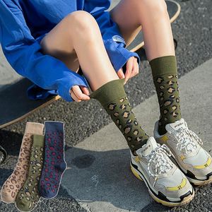 Women Socks 2023 Spotted Leopard Printed For Fashion Trendy Skateboard 3 Colors Cotton Long Female Novelty Sox