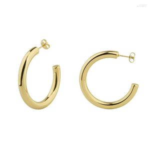 Hoop Earrings Oversize Gold Plated Earring For Women Simple Thick C-shaped Stainless Steel Silver Punk Hiphop Jewelry Girl