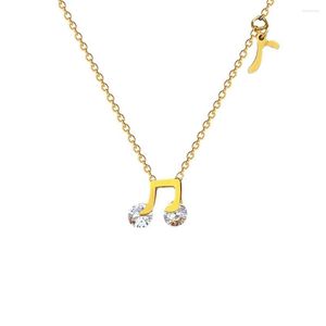Ожерелья с подвесками, корейское модное ожерелье с музыкальными нотами для женщин, кристалл, нержавеющая сталь, женское колье, свадебные украшения, подарок