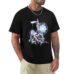 Erkek Polos Genshin Impact Ganyu Charge S TShirt Kısa tshirt büyük boy t shirt erkekler için siyah tişörtler 230627