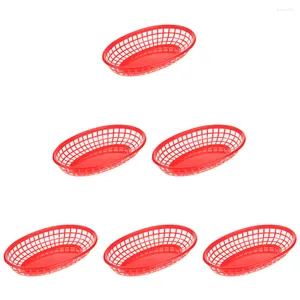 Dinnerware Sets 6 Pcs Snack Basket Oval Bread Deep Fry Fries Compact Abs Portable Vegetable Fruit Baskets Convenient Plastic