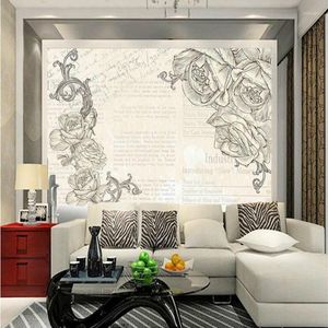 Tapety Custom Classic Roses 3D Tapeta do ścian Improwizowanie domów Malarstwo Mural Mural Silk Paper