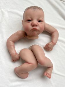 Dolls NPK19inch Already Painted Reborn Doll Parts Levi Awake Lifelike Baby 3D Painting with Visible Veins Cloth Body Included 230627
