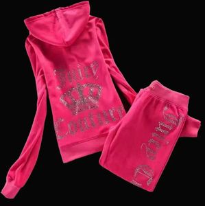 Juicy Tuta da donna Velvet 2023 's Brand Velour Sewing Suit Track Felpe con cappuccio e pantaloni Set New high end 88ess