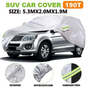 Universal SUV Full Covers Indoor Outdoor Windproof Anti Dust Sun Rain Snow Protection UV Car Silver Case Cover MLXLXXLHKD230628