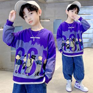 T shirts Autumn Boy Sweatshirt Kids Teen Cotton Sleeve Long Sleeve T Shirt Child Cartoon Print Sport Tops 5 6 7 8 9 10 11 12 13 14Y 230627