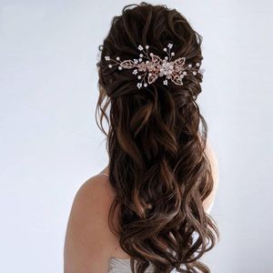 Haarspangen Haarspangen Luxus Gold Silber Farbe Blumen Kämme Blatt Perlen Kristall Hochzeit Accessoires für Braut Frauen Handgefertigter Kopfschmuck