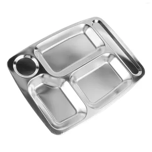 Dinnerware Sets Stainless Steel Dinner Plate Baby Plates Lunch Compartment Tray Metal Divided Holder Toddler Home Serving