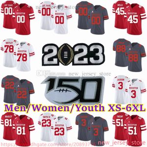 Custom XS-6XL NCAA Houston Cougars Football Stitched Jerseys 23 Willie Smith III 78 Wilson Whitley 3 William Jackson 37 Zamar Kirven 36 Zaire Taylor 90 Zach Vaughan