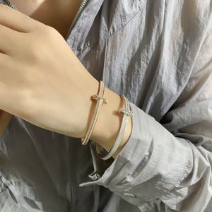 NEW Love Bangles lover Luxury Designer Bracelet Women mens T1 bracelets Trendy fashion diamond T buckle bracelet boutique gift Original designer jewelry blue box