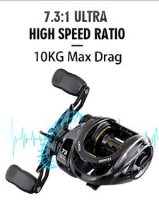 Baitcasting-Rollen Ultra Smooth Fishing Baitcasting-Rolle 10 kg Max Drag 171 BB 7,3 1 High Gear Metal Line Cup Sea Jig Wheel für Wels Bass Karpfen 230627