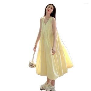 Casual Dresses 2023 Women's Dress Summer Design Sense Simplicity V-Neck ärmlös lös och bekväm fritid