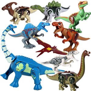Блоки 8 шт./партия мир динозавров Юрского периода Tyrannosaurus Rex Wyvern Velociraptor Stegosaurus Building Kits Bolcks Фигурки динозавров Raptor Toy 230627