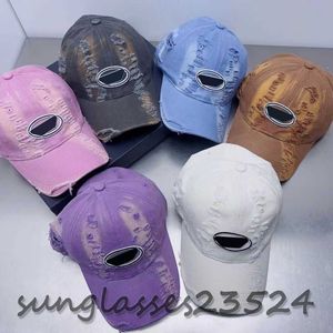 2023 Spring and Summer Duck Tongue Hat Nytt sliten Old Cap Mens and Womens Tide Märke bokstav stick tyg rå kant par baseball cap grå hatt